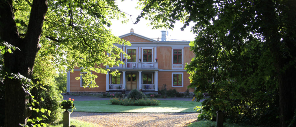 manor house Scandinavia blue skies
