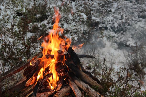 open fire winter sweden