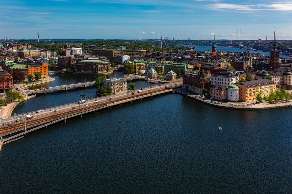 Stockholm overview gamla stan city center archipelago bird view 