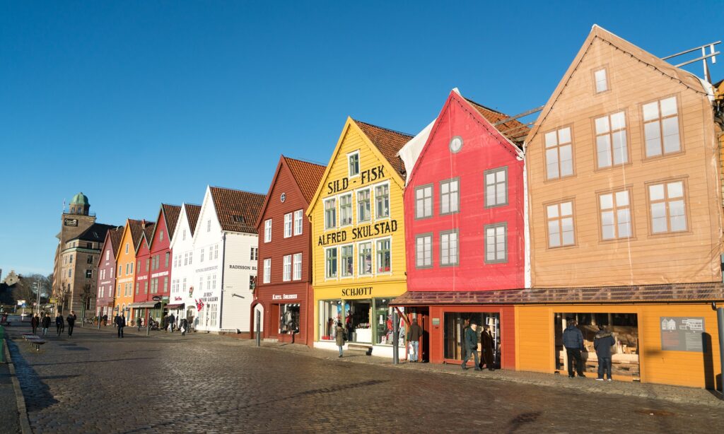 bergen norway harbor fish market Bryggen