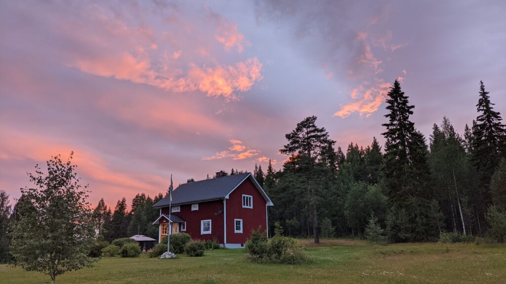 dalarna sunset falu red cabins 
