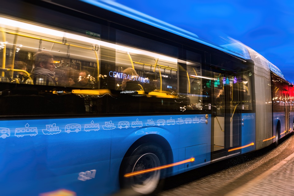 Public transportation bus blue stockholm travel trip