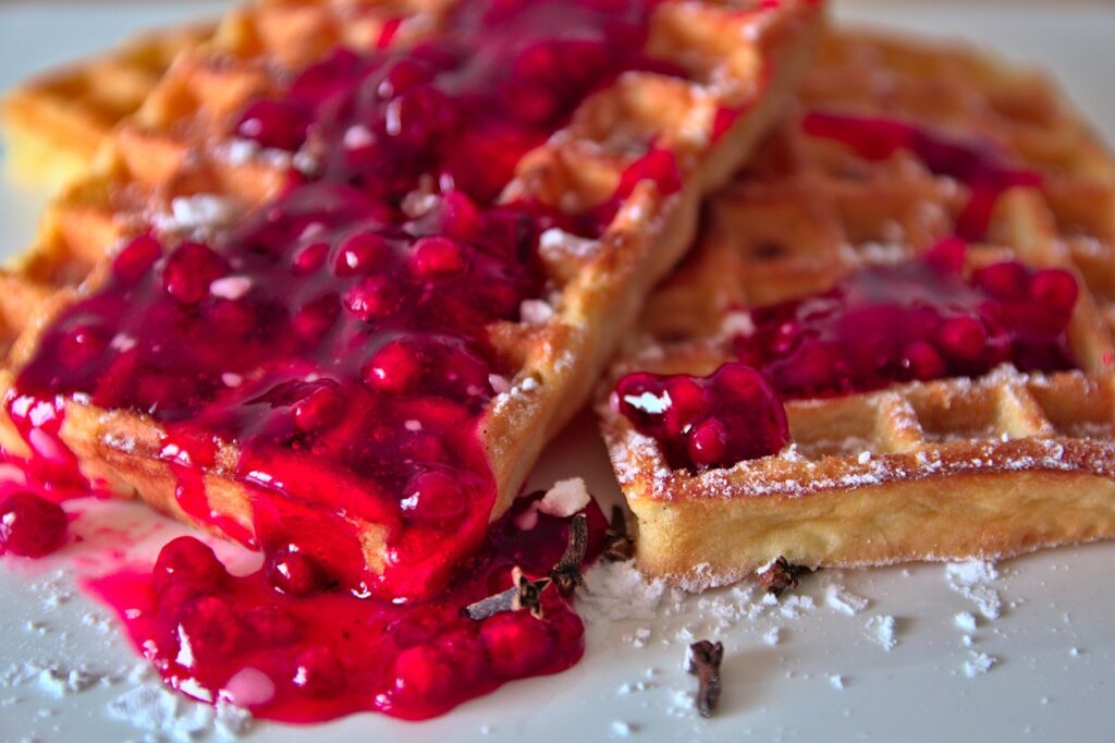 lingonberry jam waffles sweet delicious