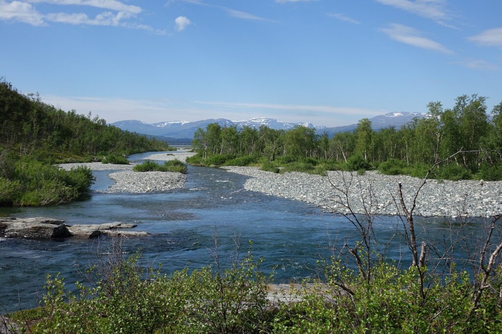 Abisko summer river forest mountain sky