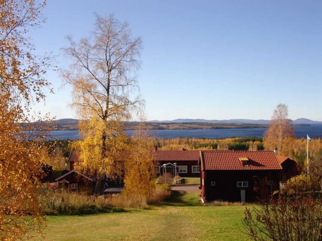Dalarna sweden north summer autumn red cabins cottages leaf