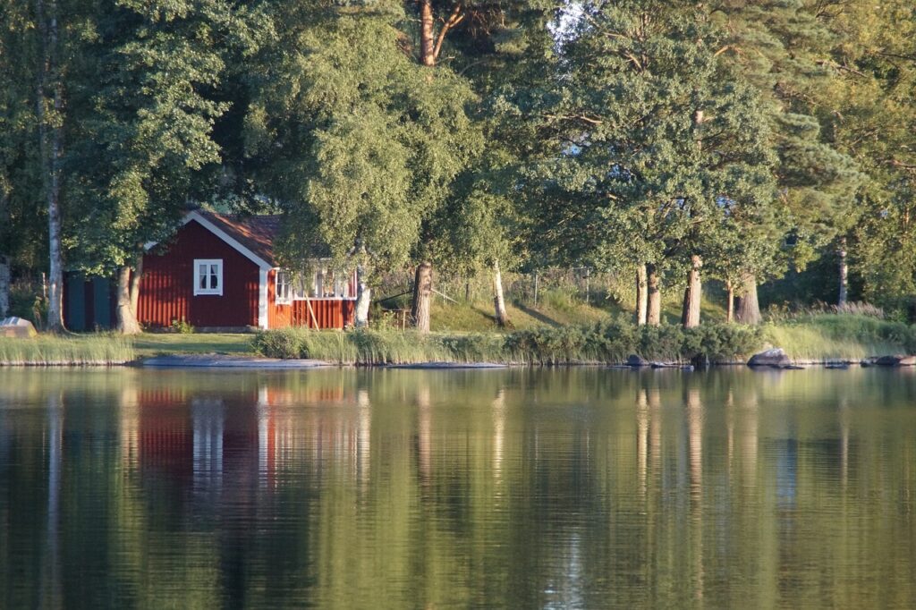 småland smaland south countryside sweden cabin lake summer