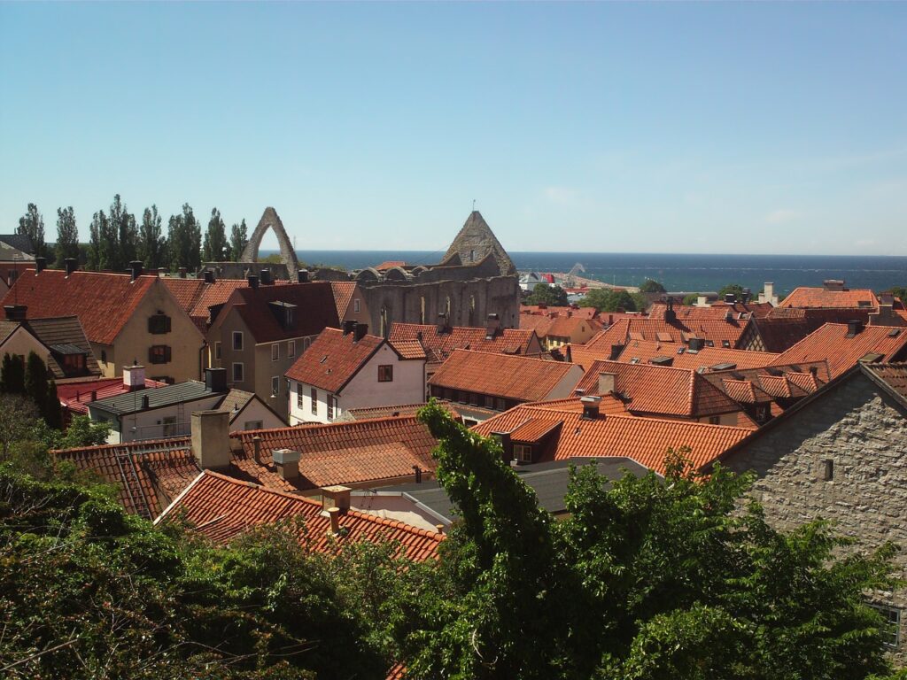 Visby medieval town Gotland Island UNESCO World Heritage rooftop
