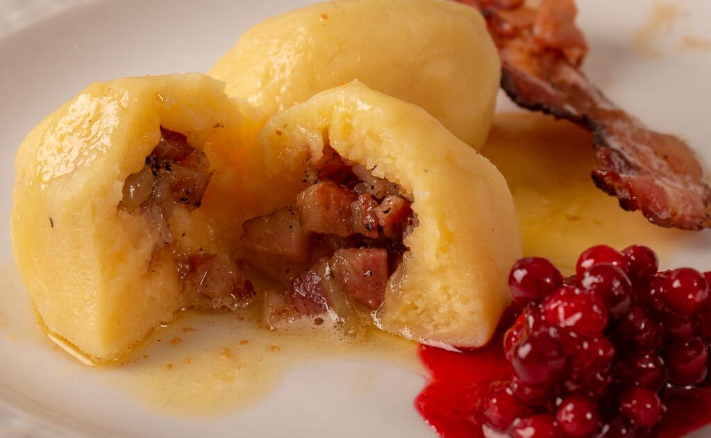 Kroppkaka Swedish Dumpling pork lingonberry potato bacon